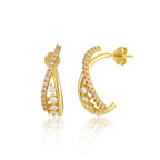 Fashion Rhombus Round CZ Irregular Cross 925 Sterling Silver Hoop Earrings