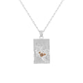 Unique Geometric Design Cubic Zirconia Textured Silver 925 Sterling Silver Pendant Necklace