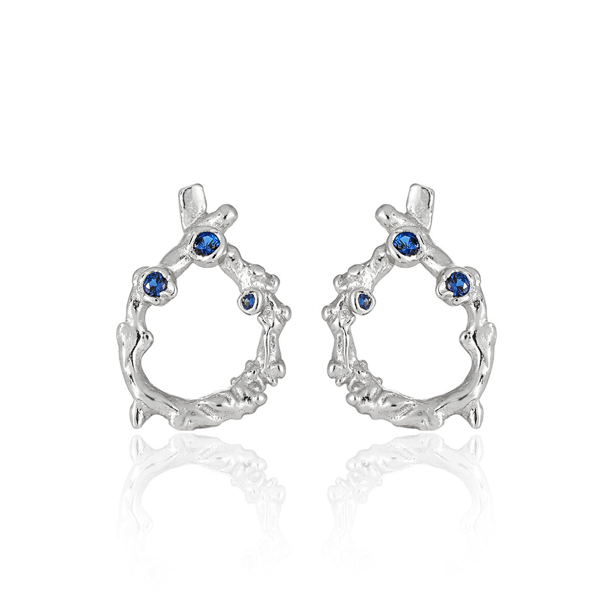 Irregular Hollow CZ Waterdrop Shape 925 Sterling Silver Stud Earrings
