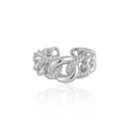 Fashion Hollow Twisted Curb Chain 925 Sterling Silver Adjustable Ring