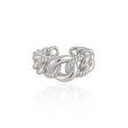 Fashion Hollow Twisted Curb Chain 925 Sterling Silver Adjustable Ring