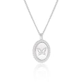 Anniversary Oval Butterfly Oval Signet 925 Sterling Silver Necklace