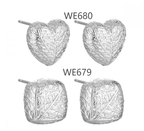 Lady Geometry Square Heart Leaves 925 Sterling Silver Stud Earrings