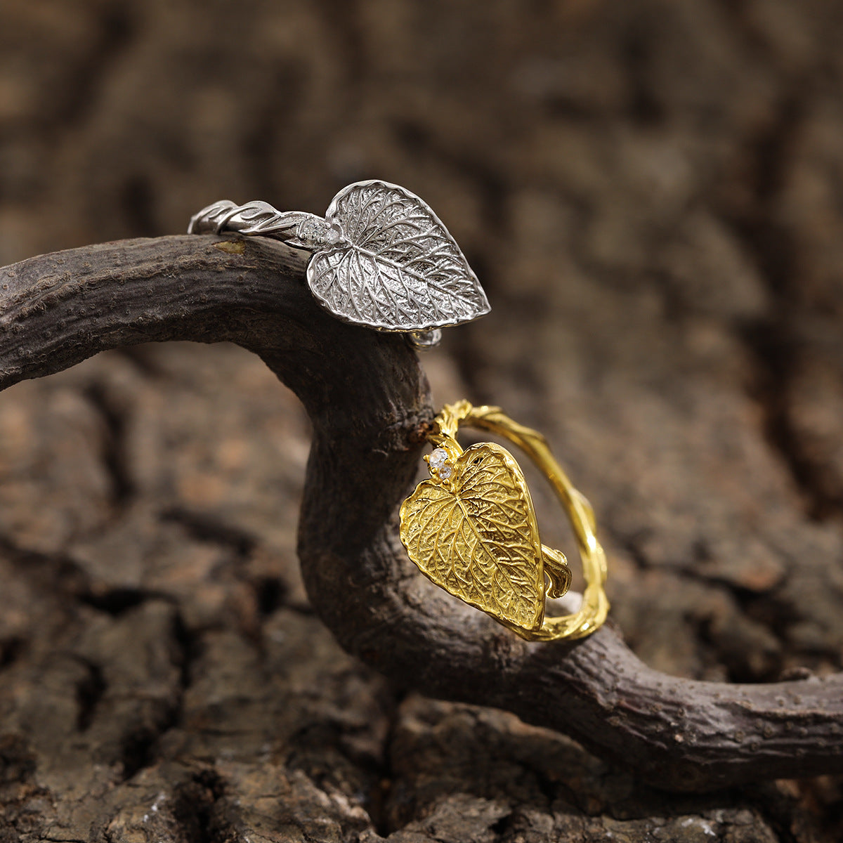 Fashion Party Big Leaf 925 Sterling Silver Adjustable Twisted Ring