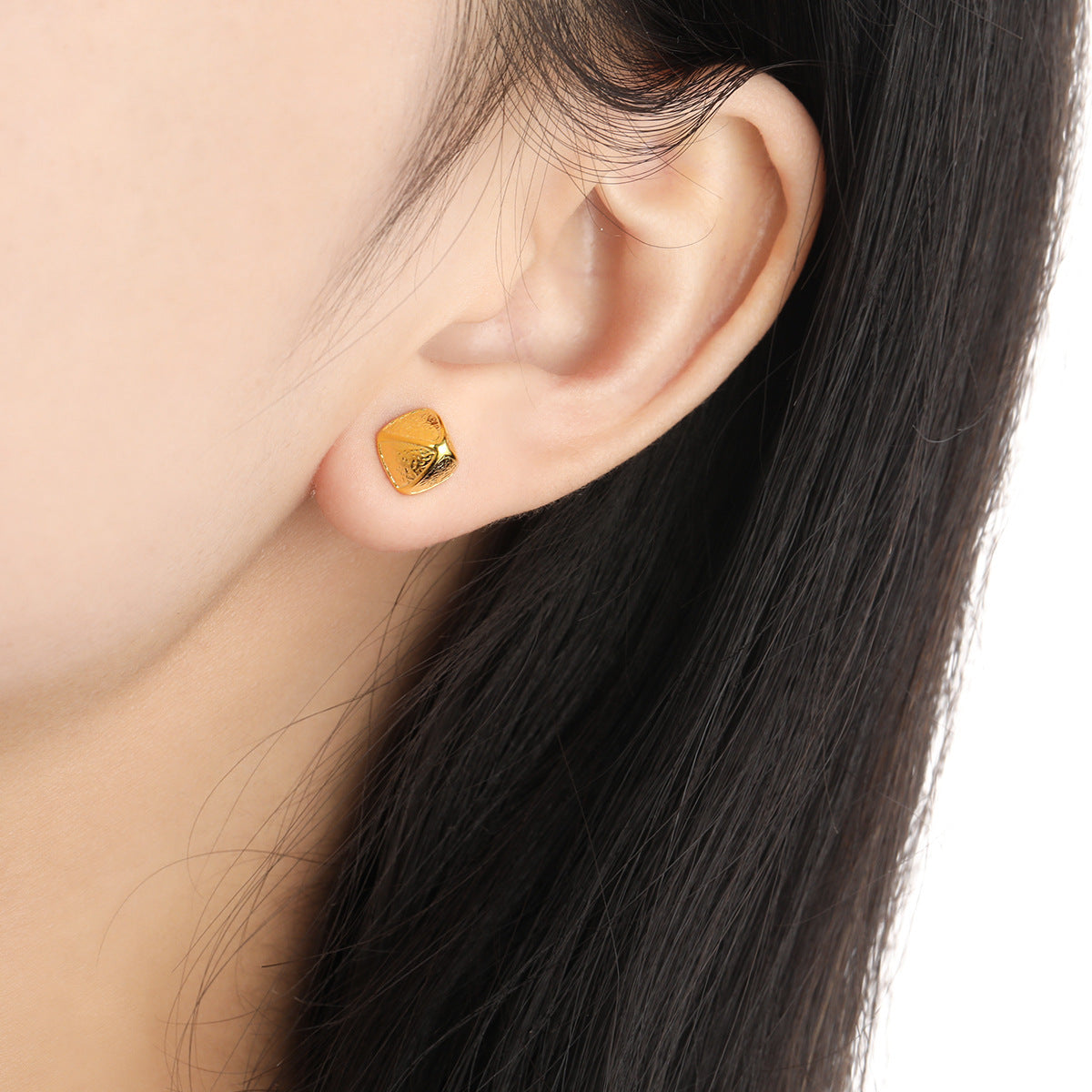 Geometry Irregular Triangular Pyramid 925 Sterling Silver Stud Earrings