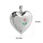 Honey Moon Red Rose Flower Forever Love My Heart 925 Sterling Silver Locket Necklace Pendant