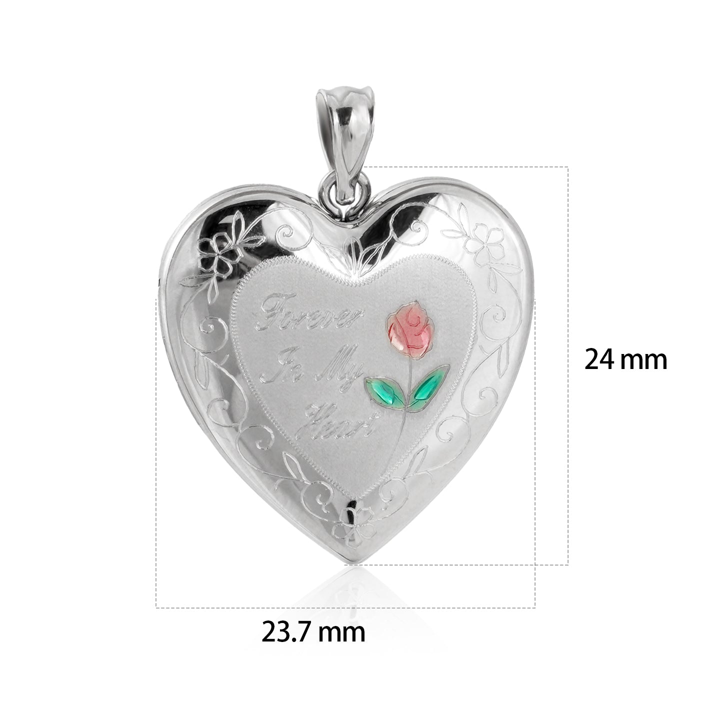 Honey Moon Red Rose Flower Forever Love My Heart 925 Sterling Silver Locket Necklace Pendant
