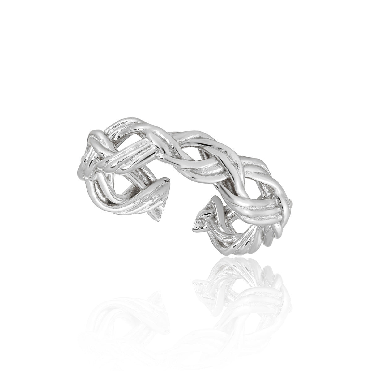 Modern Hollow Twisted 925 Sterling Silver Adjustable Ring