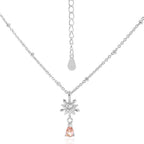 Elegant Five-pointed star Snowflake Waterdrop CZ Women 925 Sterling Silver Necklace