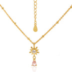 Elegant Five-pointed star Snowflake Waterdrop CZ Women 925 Sterling Silver Necklace