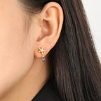 Beautiful Snowflake With Five-pointed Stars Arrow Feathers 925 Sterling Silver Stud Earrings