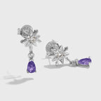 Beautiful Snowflake With Five-pointed Stars Arrow Feathers 925 Sterling Silver Stud Earrings