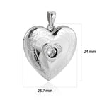 Women Hollow CZ Heart Flower Branch 925 Sterling Silver Locket Necklace Pendant