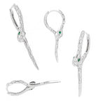 Modern Animal Gree CZ Eye Snake 925 Sterling Silver Leverback Dangling Earrings