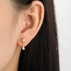 Beautiful Snowflake With Five-pointed Stars Arrow Feathers 925 Sterling Silver Stud Earrings