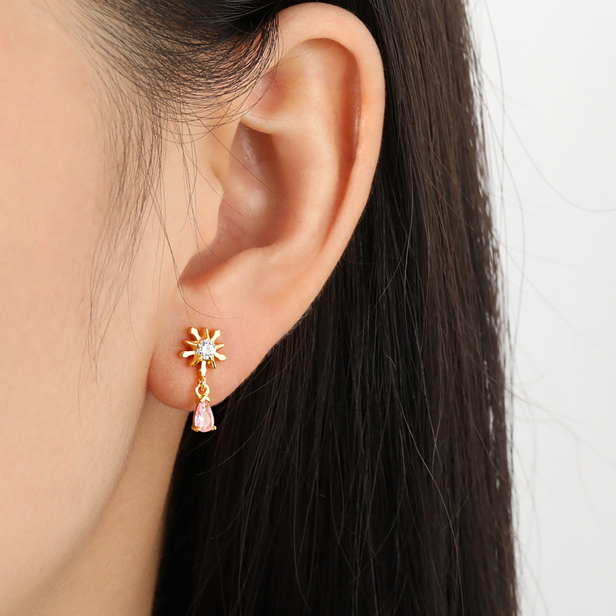 Beautiful Snowflake With Five-pointed Stars Arrow Feathers 925 Sterling Silver Stud Earrings