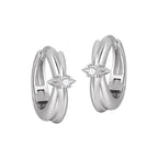 Graduation Simple CZ Shining Star 925 Sterling Silver Hoop Earrings
