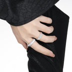 Brushed Finish in 925 Sterling Silver Jewelry Hammered Texture Adjustable Cubic Zirconia Ring