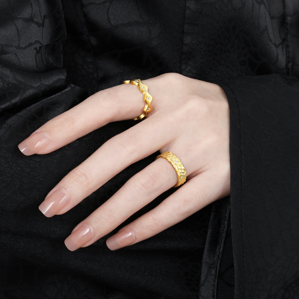 Brushed Finish in 925 Sterling Silver Jewelry Hammered Texture Adjustable Cubic Zirconia Ring