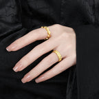 Brushed Finish in 925 Sterling Silver Jewelry Hammered Texture Adjustable Cubic Zirconia Ring