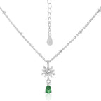Elegant Five-pointed star Snowflake Waterdrop CZ Women 925 Sterling Silver Necklace