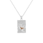 Unique Geometric Design Cubic Zirconia Textured Silver 925 Sterling Silver Pendant Necklace