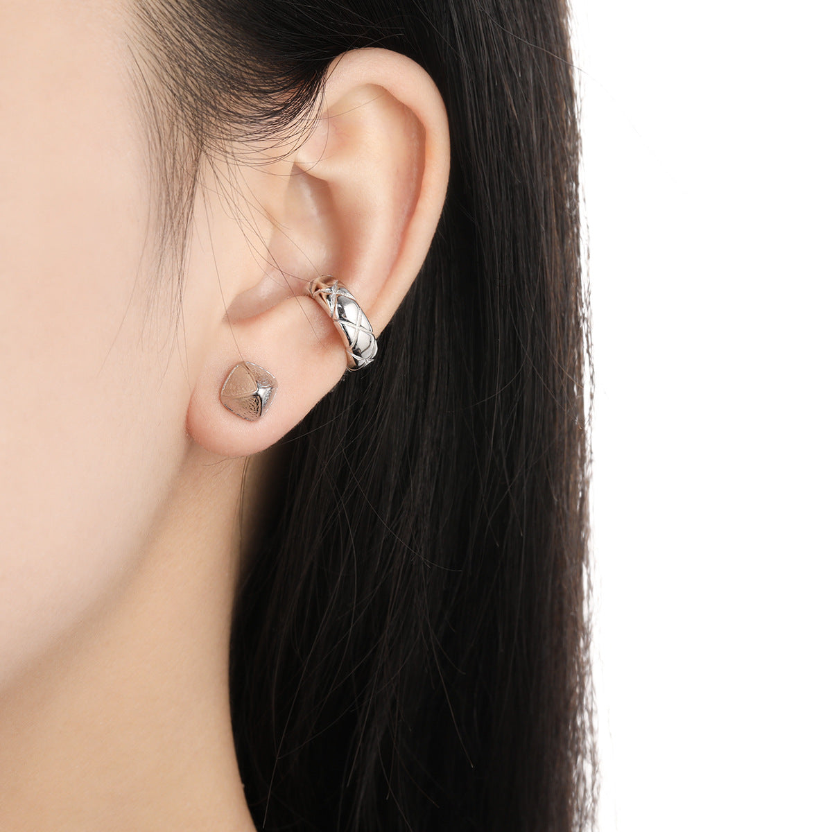 Geometry Irregular Triangular Pyramid 925 Sterling Silver Stud Earrings