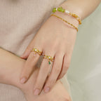 Elegant Double Layers Waterdrop CZ Drops 925 Sterling Silver Adjustable Ring