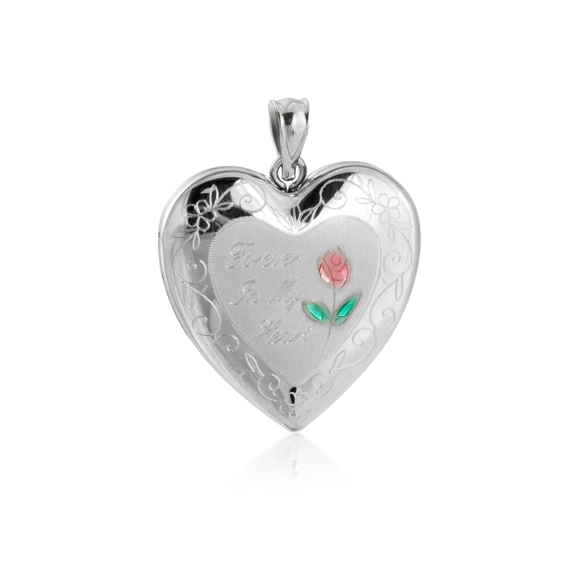 Honey Moon Red Rose Flower Forever Love My Heart 925 Sterling Silver Locket Necklace Pendant
