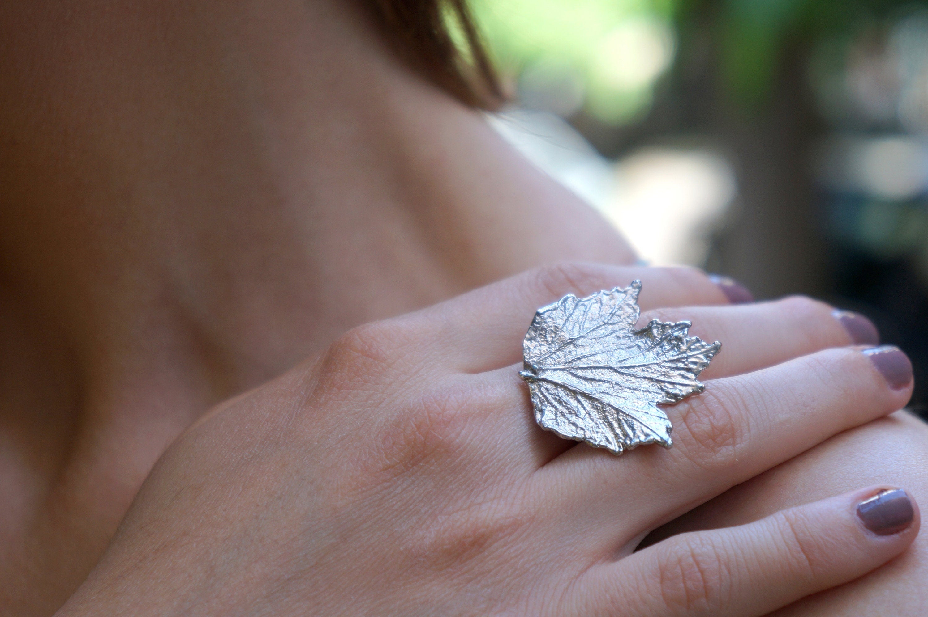 Bourbon Rose Leaf Ring, Gold & Silver Jewelry, Nature-Inspired Gift, Adjustable-4