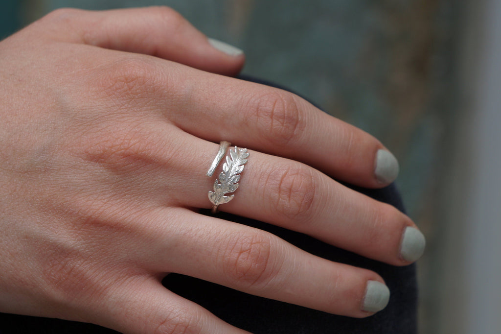 Silver Fern Ring, Sterling Silver Jewelry, Silver Leaf Ring, Wedding Gift, Handmade Band, Gift for Women, Gift for Her, Birthday Gift-0