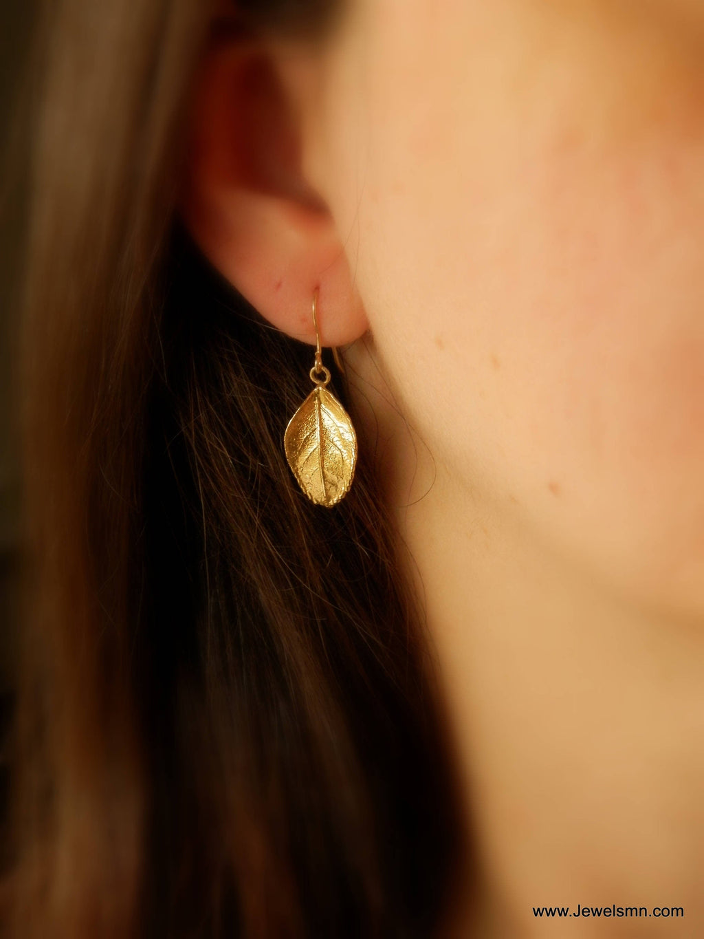 Nature Inspired Rose Leaf Earrings (14k Gold Plated, Sterling Silver)-2