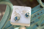 Nature-Inspired Turquoise Earrings, Araucaria Leaf (Sterling Silver)-2