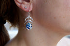Nature-Inspired Turquoise Earrings, Araucaria Leaf (Sterling Silver)-1