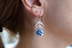 Nature-Inspired Turquoise Earrings, Araucaria Leaf (Sterling Silver)-3
