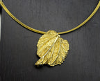 Boho Gold-Plated Brass Necklace: Real Mulberry Leaf, Nature Inspired-0