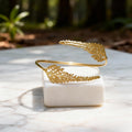 Fern Leaf Bracelet: Adjustable Gold-Plated Brass, Nature Inspired-0