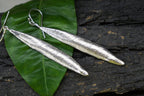 Nature-Inspired Olive Leaf Earrings, Sterling Silver (Long Dangle)-0