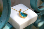 Sea Shell Necklace: Blue Murano Glass - Gold Plated Sterling Silver-0