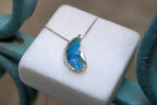 Sea Shell Necklace: Blue Murano Glass - Gold Plated Sterling Silver-4