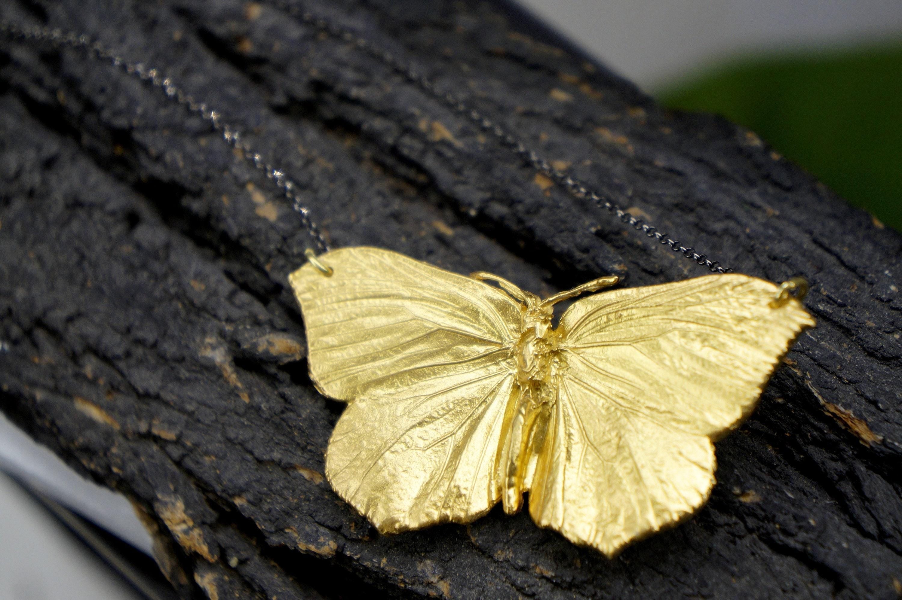 Gold Butterfly Necklace, 18K Gold-Plated Sterling Silver Jewelry, Gold Pendant, Handmade Jewelry, Gift for Her, Birthday Gift for Women-0