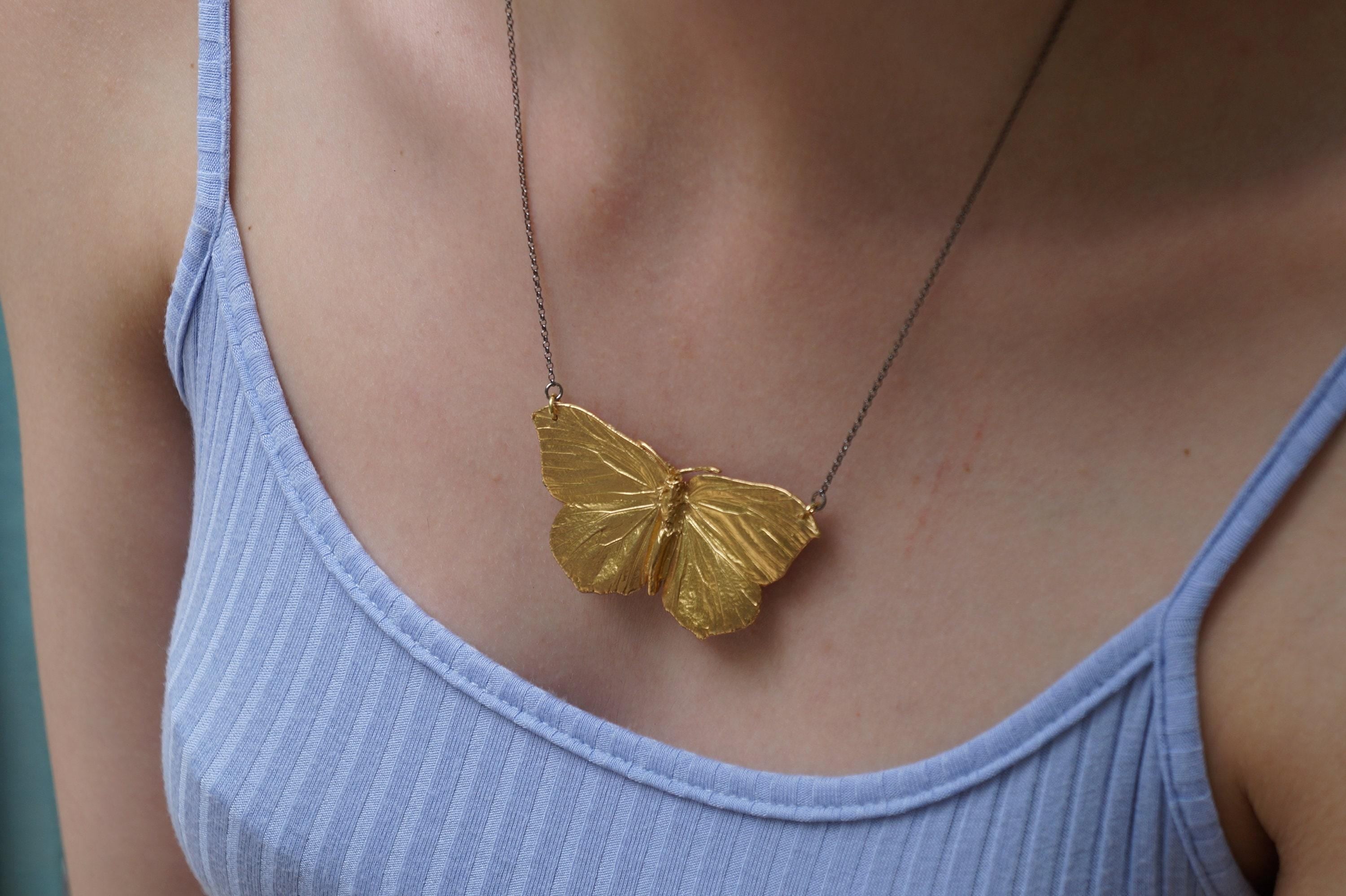 Gold Butterfly Necklace, 18K Gold-Plated Sterling Silver Jewelry, Gold Pendant, Handmade Jewelry, Gift for Her, Birthday Gift for Women-1