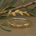 Olive Leaf Bracelet: Artisan Crafted Eco Jewelry (Silver, Gold Plated)-0