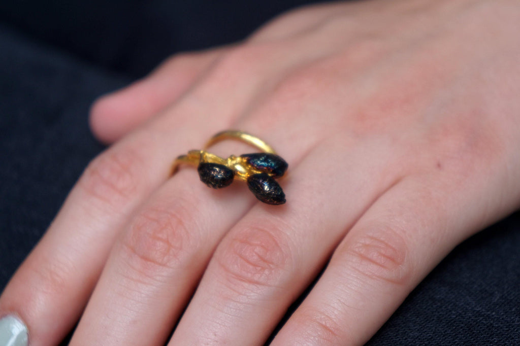 Olive Branch Ring: Nature Inspired - Recycled Silver, Gold or Black-1