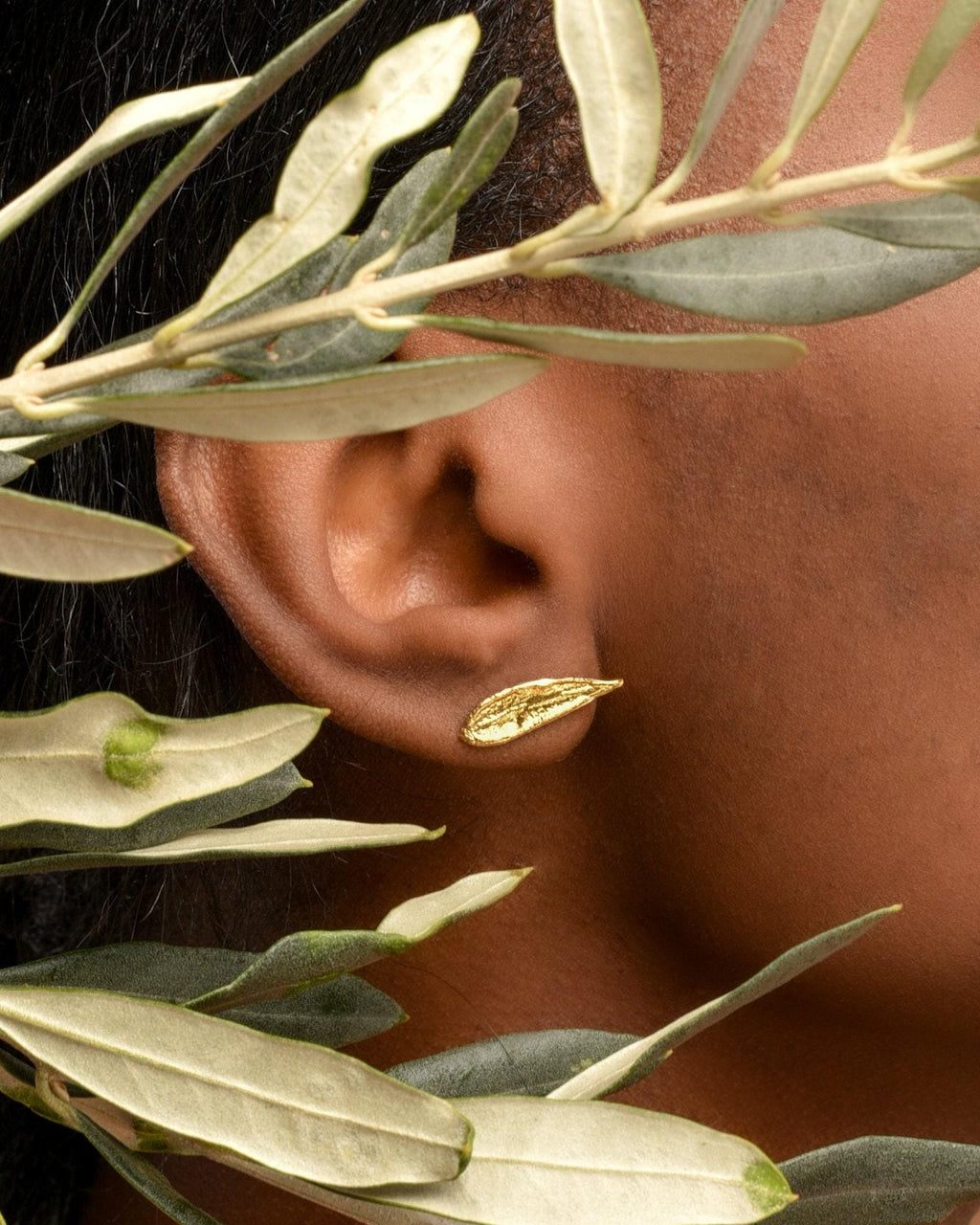 Olive Leaf Stud Earrings: Dainty Gold and Sterling Silver - Handmade-3