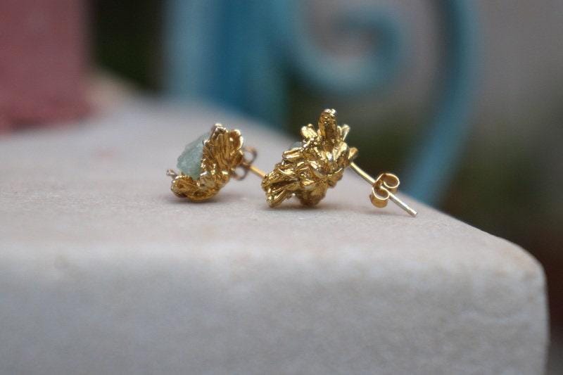 Nature-Inspired Daisy Earrings, Murano Glass, Sterling Silver (14k Gold Plated)-4