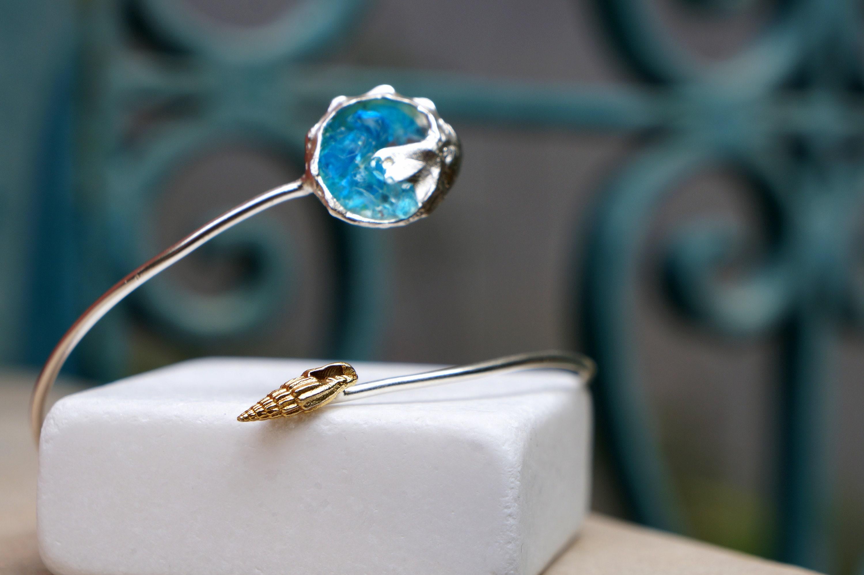 Summer Bracelet: Recycled Sterling Silver with Blue Murano - Adjustable Fit-1