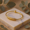 14k Gold-Plated Brass Bracelet, Nature Inspired Leaf Design-0