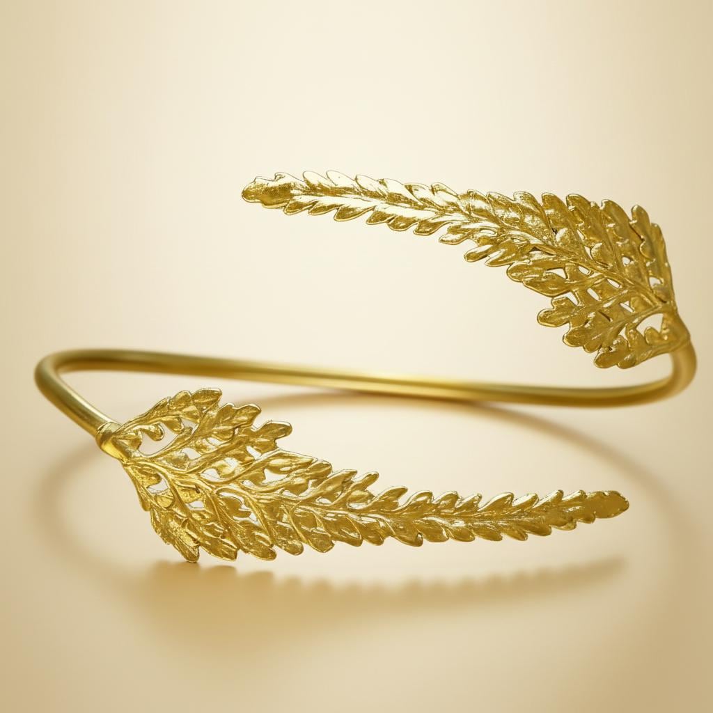 Fern Leaf Bracelet: Adjustable Gold-Plated Brass, Nature Inspired-4